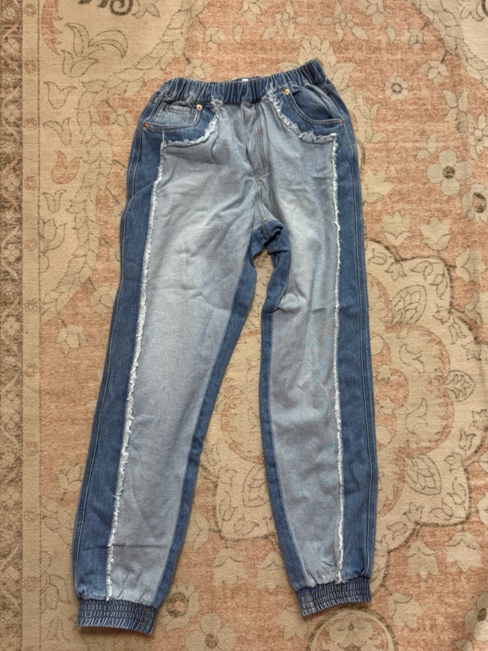 So Me Two-Tone Blue Denim Jogger Jeans